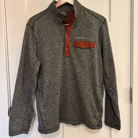 Eddie Bauer Other - Men’s Eddie Bauer Gray and Brown Fleece Lined Pullover Sweater